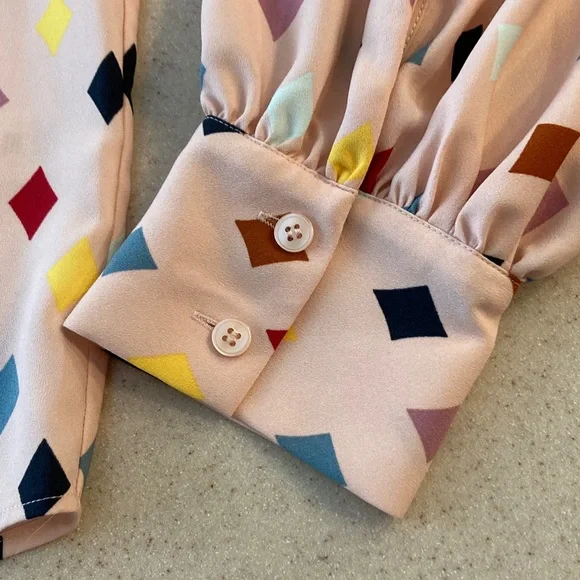 NWT Halogen Multicolor Diamond Print Blouse Women Size XL - Picture 8 of 11